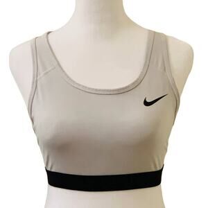 Nike Dri-Fit Women's Grey Sports Bra with Black Band, Razor Back, Size Medium